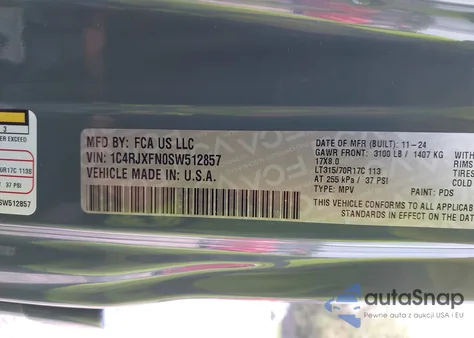 2025 Jeep Wrangler 4-Door Rubicon 4X4 z USA, uszkodzony, nr VIN 1C4RJXFN0SW512857